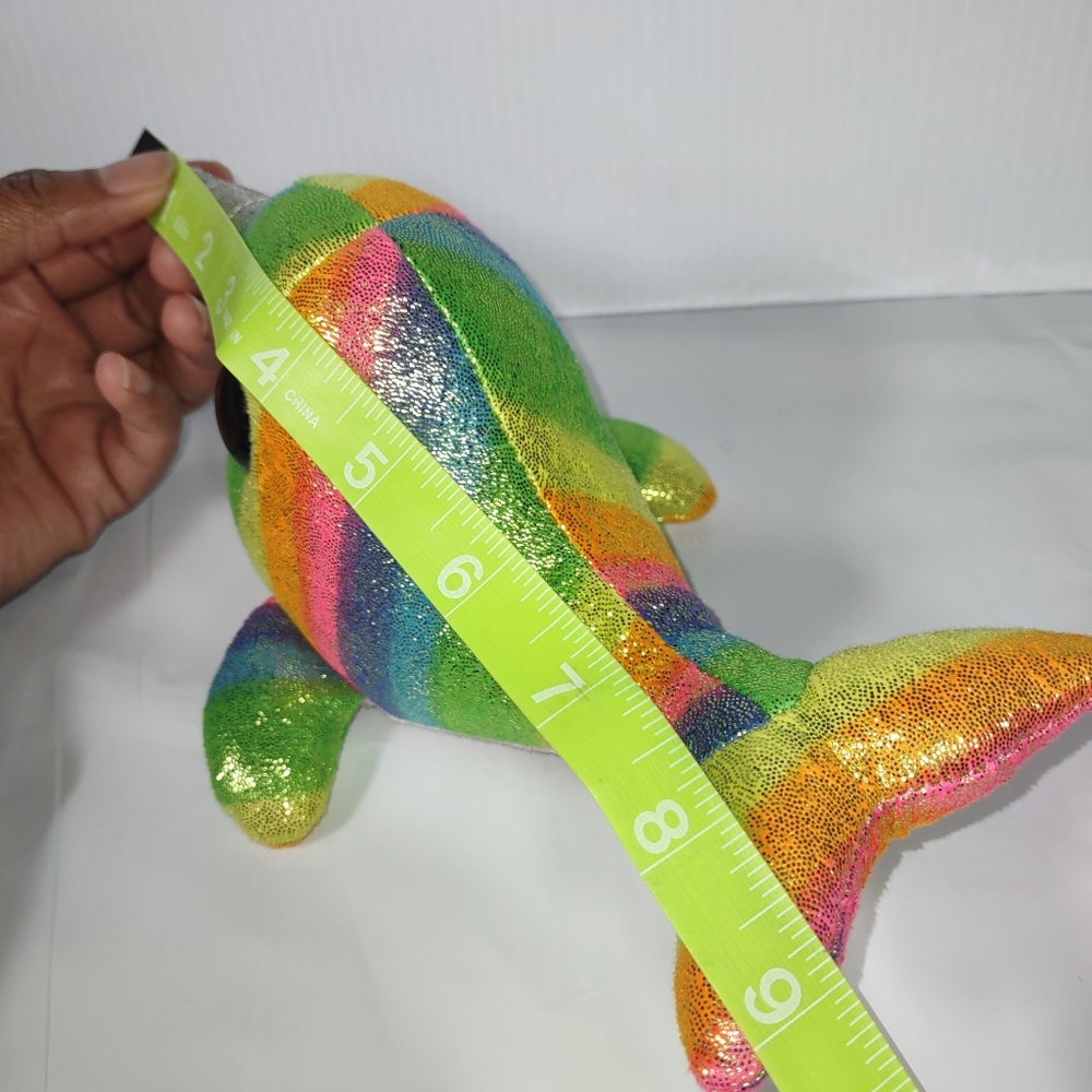 ✓TY Nori the Narwhal rainbow multicolor sparkly glittery 9in Plush - Picture 6 of 9